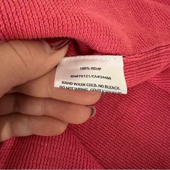 Eileen Fisher 100% Hemp coral pink coordinate knit Set,top and open cardigan - Picture 14 of 16